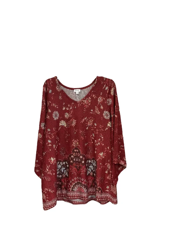 Top 3/4 Sleeve By Avenue In Floral Print, Size: Xl