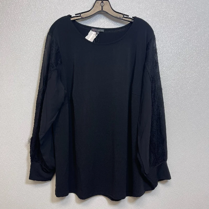 Top Long Sleeve By Adrianna Papell In Black, Size: 2x