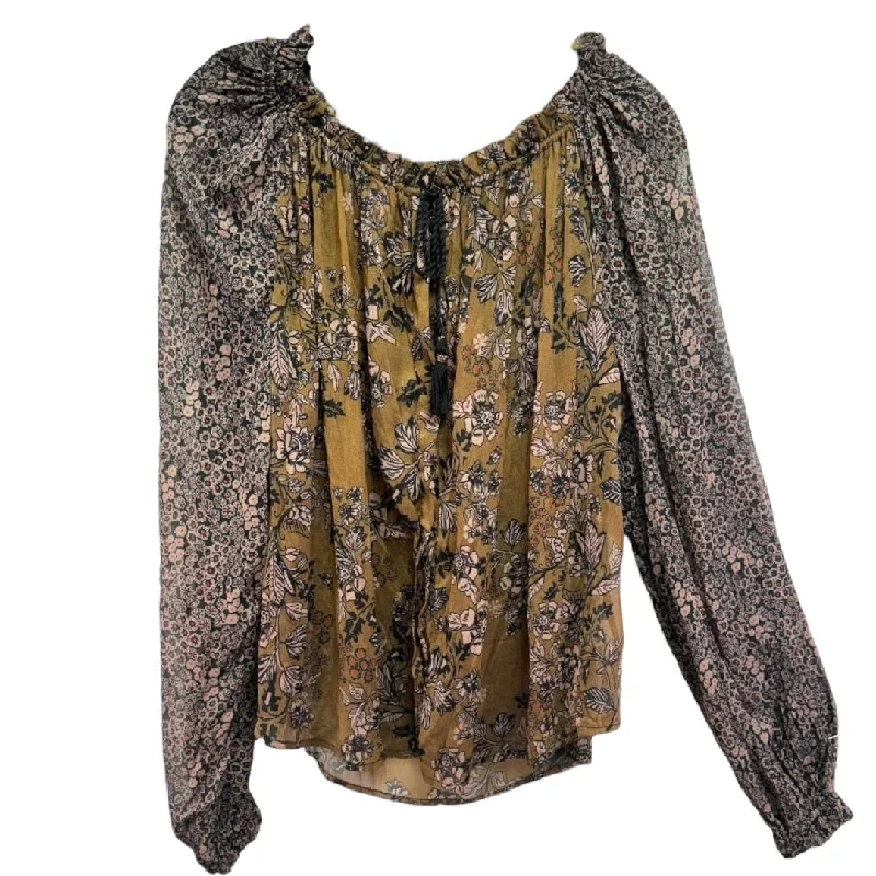 Hendrix Printed Top By Free People In Black Floral, Size: XS