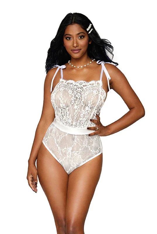 Eyelash lace and stretch mesh teddy