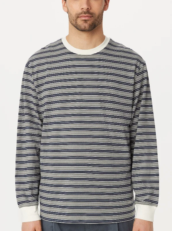 The Striped Boxy T-Shirt in Medium Grey