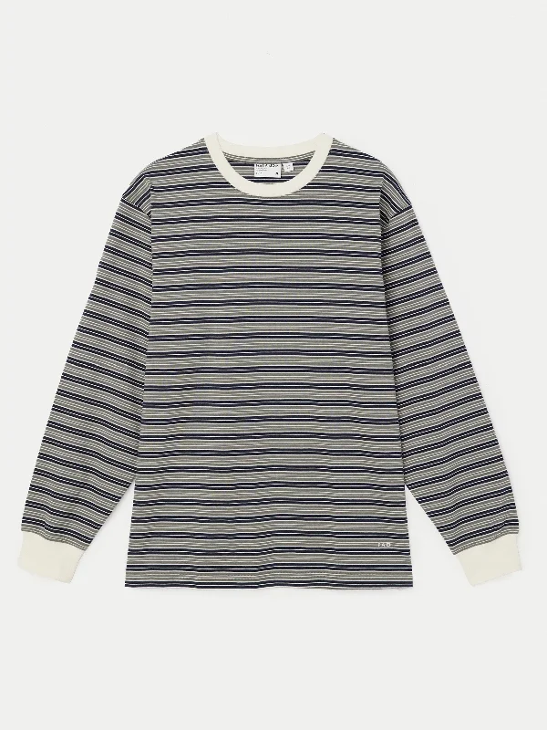 The Striped Boxy T-Shirt in Medium Grey