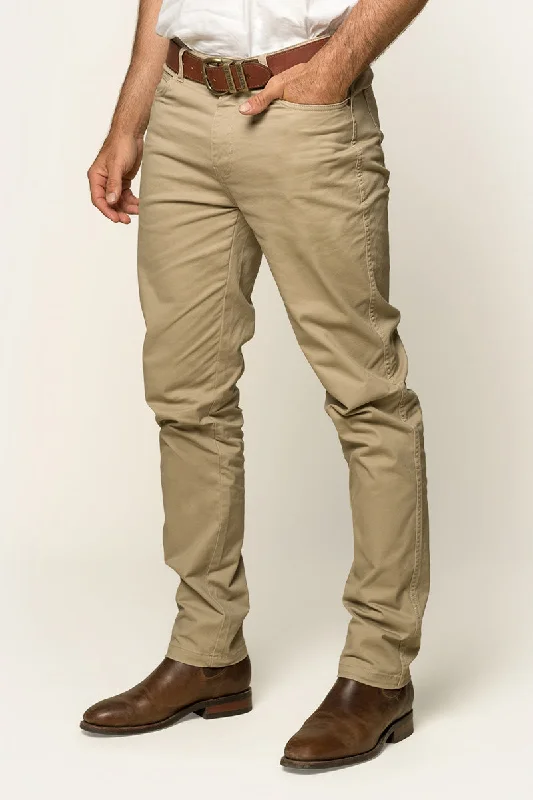 Avondale Mens 5 Pocket Stretch Drill Jeans - Khaki