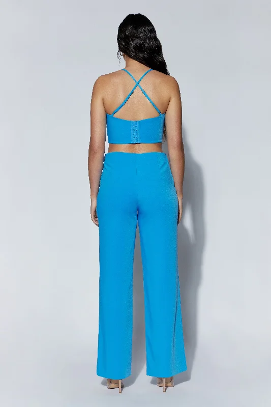 Bahar Seam Line Crop Top - Azure Blue