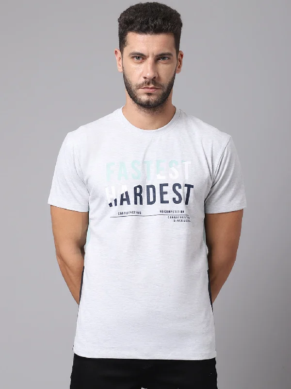 Cantabil Men Grey Melange T-Shirt