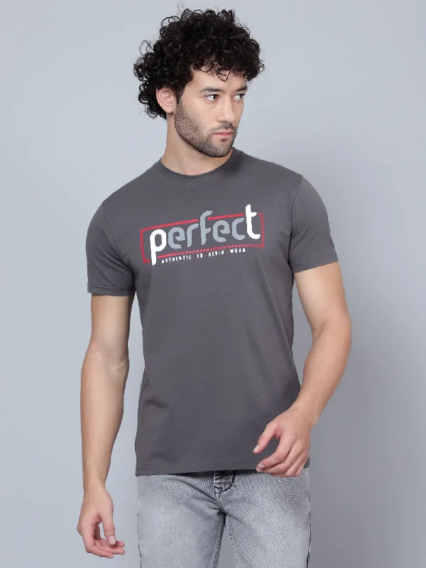 Cantabil Men Grey T-Shirt