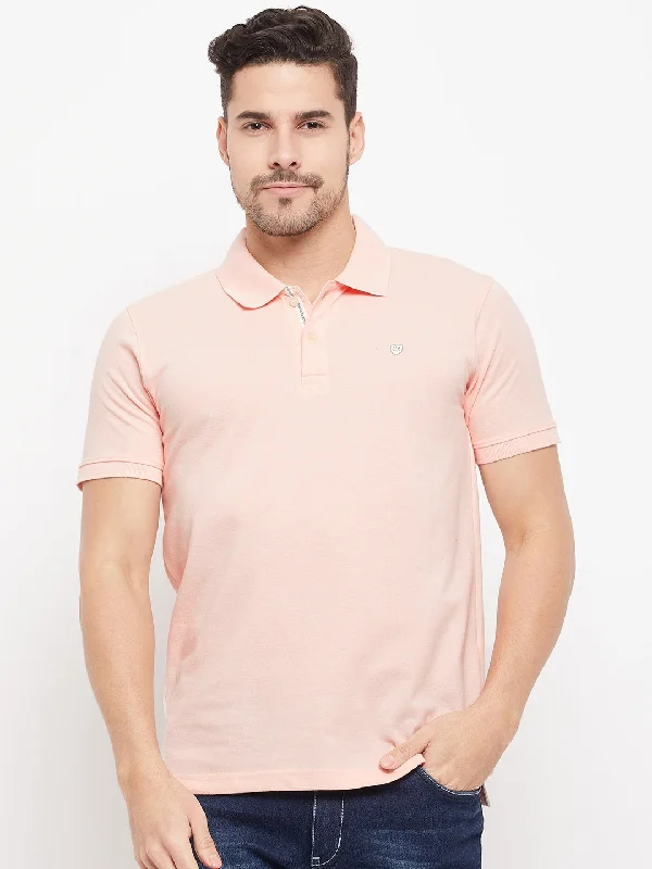 Cantabil Men Light Pink T-Shirt