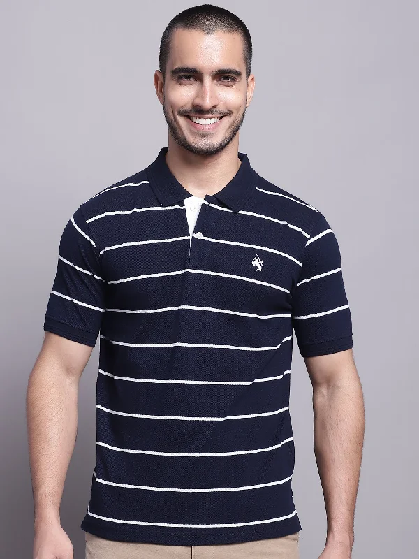 Cantabil Men Navy Blue Casual T-Shirt