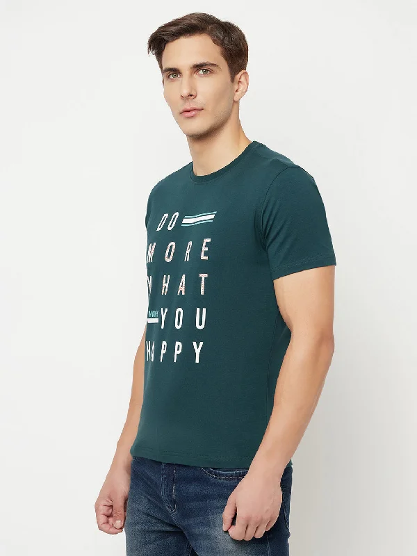 Cantabil Men's Bottle Green T-Shirt