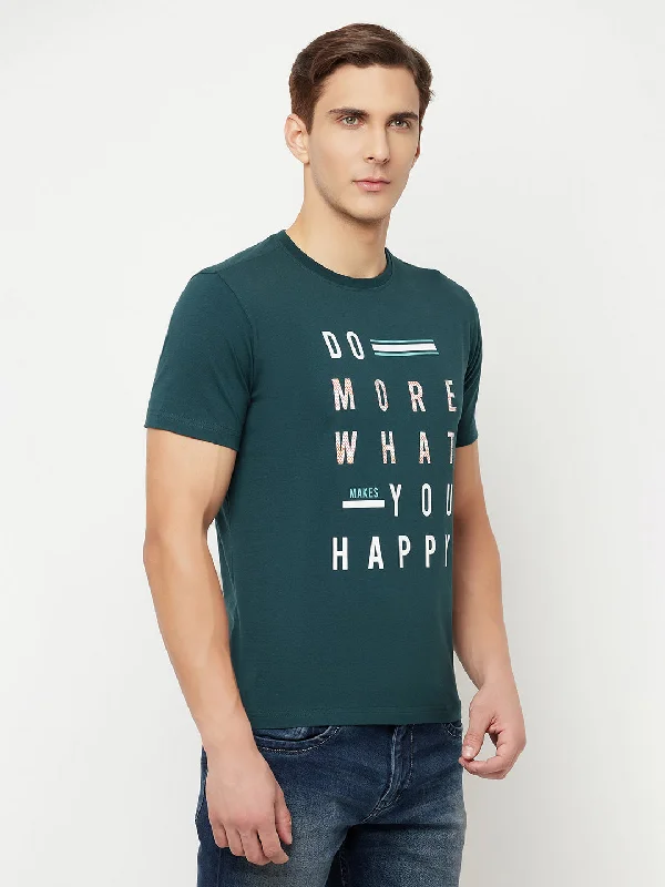 Cantabil Men's Bottle Green T-Shirt