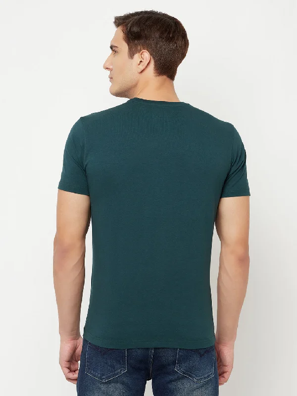 Cantabil Men's Bottle Green T-Shirt