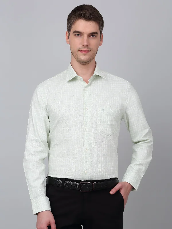 Cantabil Men's Green Checkered Full Sleeve Formal Shirt