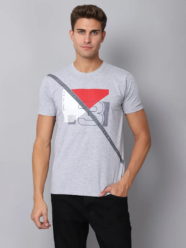 Cantabil Men's Grey Melange T-Shirt