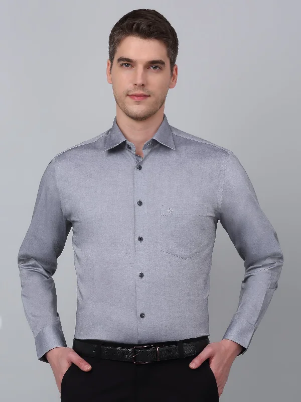 Cantabil Men's Grey Solid Full Sleeve Formal Shirt