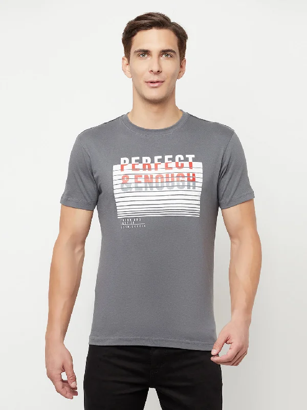 Cantabil Men's Grey T-Shirt