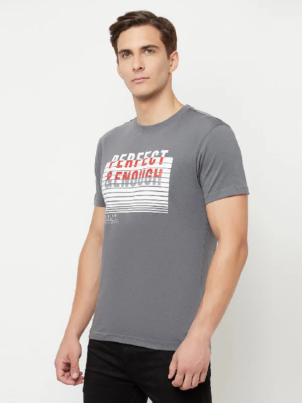 Cantabil Men's Grey T-Shirt