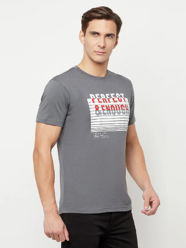 Cantabil Men's Grey T-Shirt