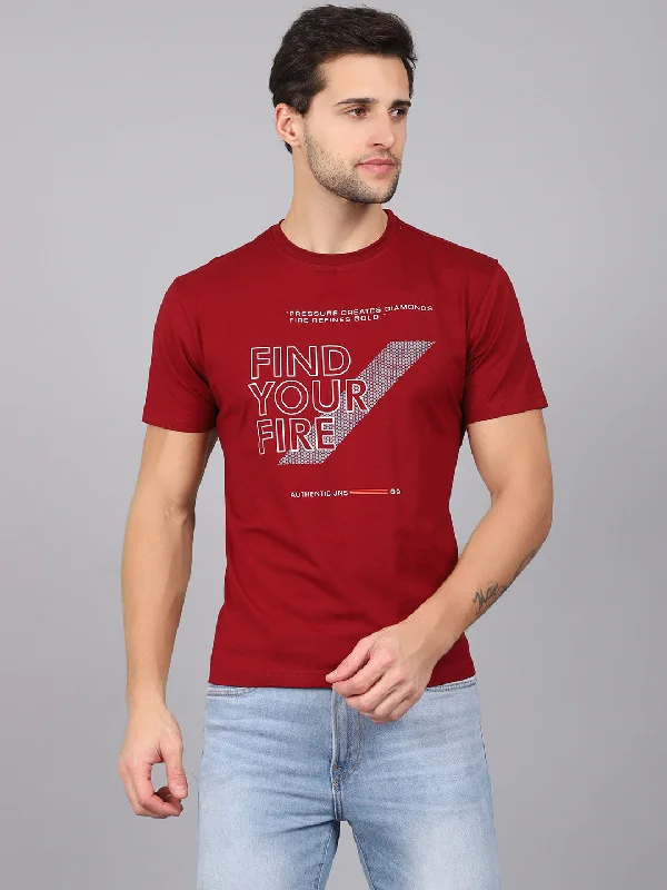 Cantabil Men's Maroon T-Shirt