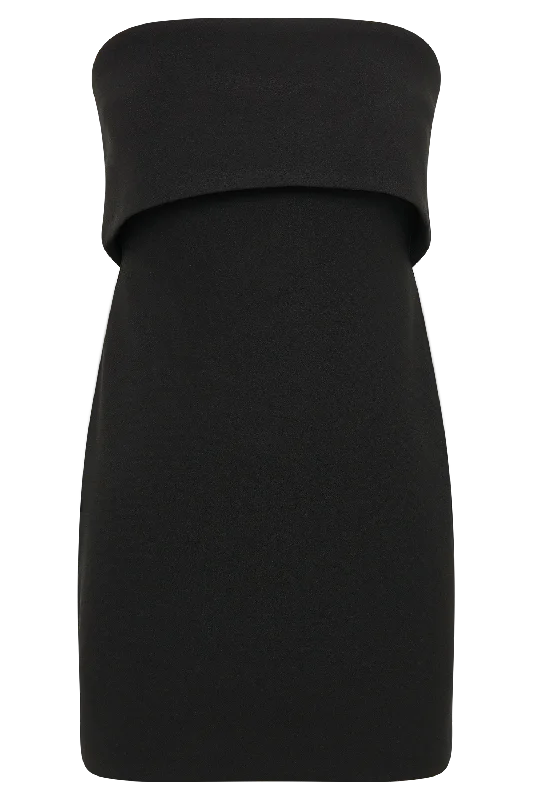 Mariska Strapless Crepe Mini Dress - Black