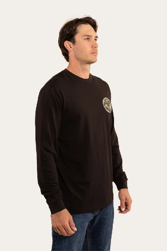 Signature Bull Mens Classic Fit Long Sleeve T-Shirt - Black/Camo