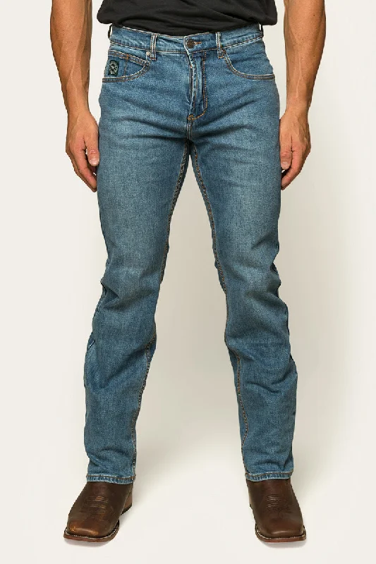 Muster Mens Slim Straight Fit Jean - Mid Wash Blue