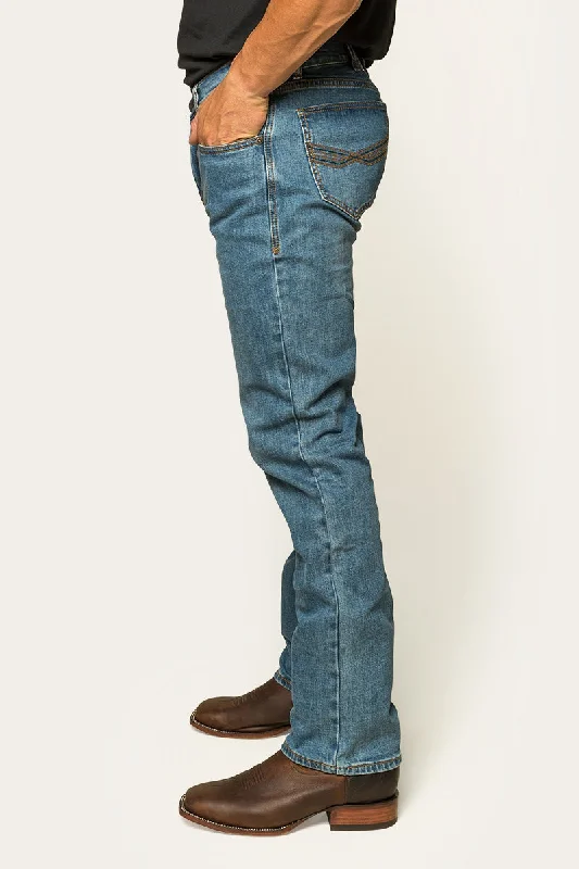 Muster Mens Slim Straight Fit Jean - Mid Wash Blue