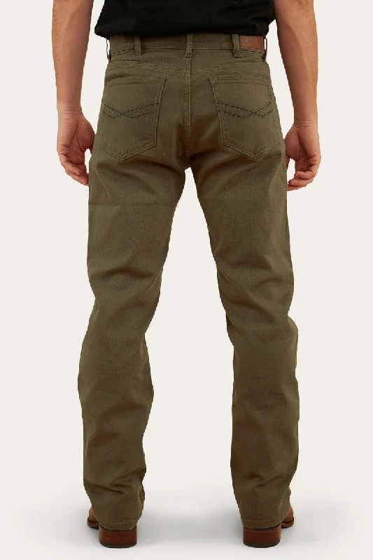 Muster Mens Slim Straight Fit Jean - Military Green