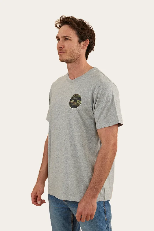 Signature Bull Mens Loose Fit T-Shirt - Grey Marle/Camo