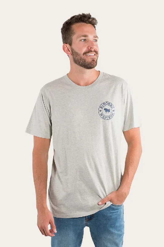 Signature Bull Mens Loose Fit T-Shirt - Grey Marle/Navy