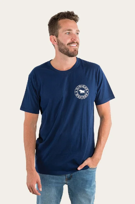 Signature Bull Mens Loose Fit T-Shirt - Navy/White