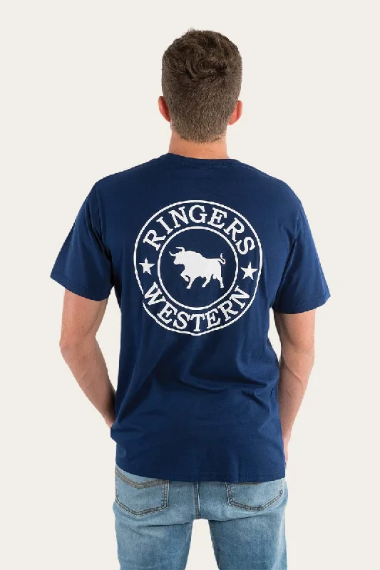 Signature Bull Mens Loose Fit T-Shirt - Navy/White