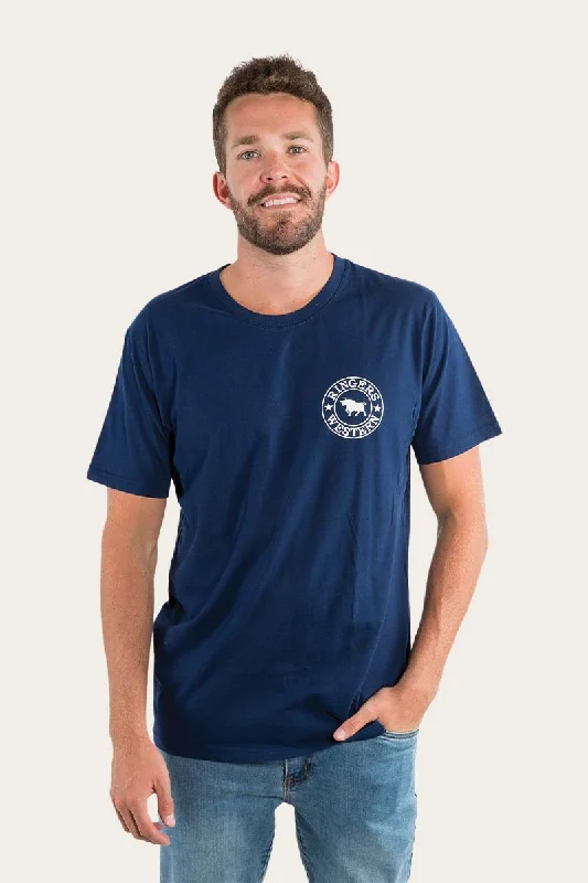 Signature Bull Mens Loose Fit T-Shirt - Navy/White