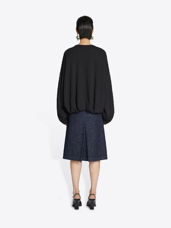 Pleated denim skirt