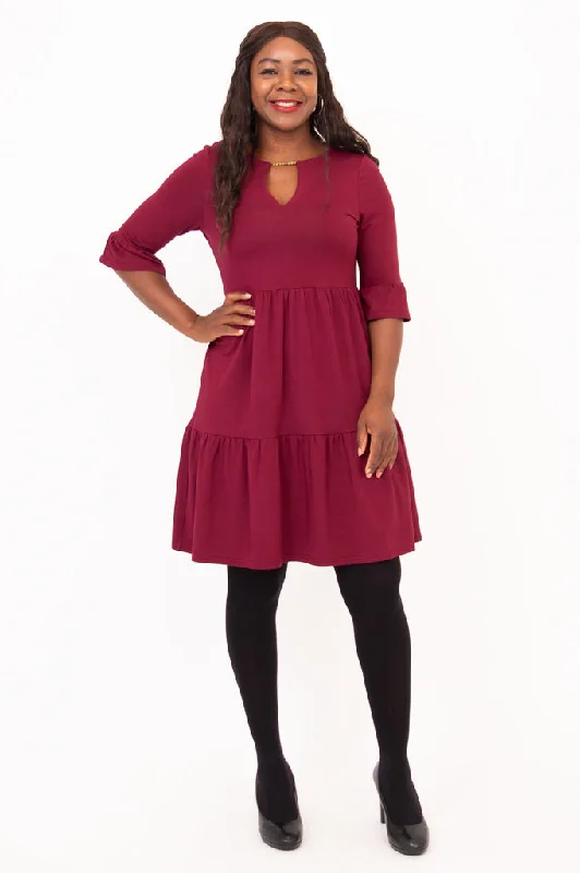 Bernadette Dress, Burgundy, Bamboo