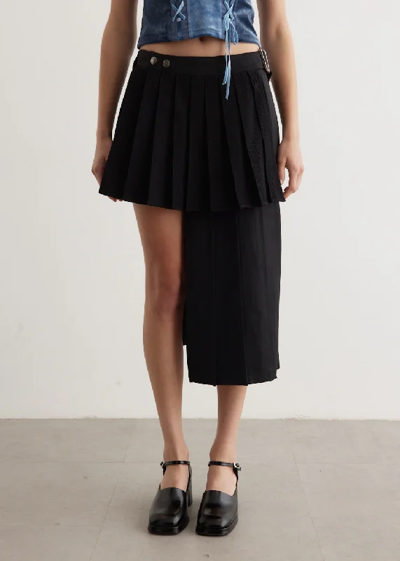 Double Pleated Wrap Skirt