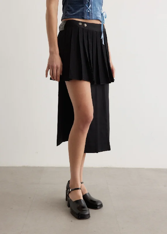 Double Pleated Wrap Skirt