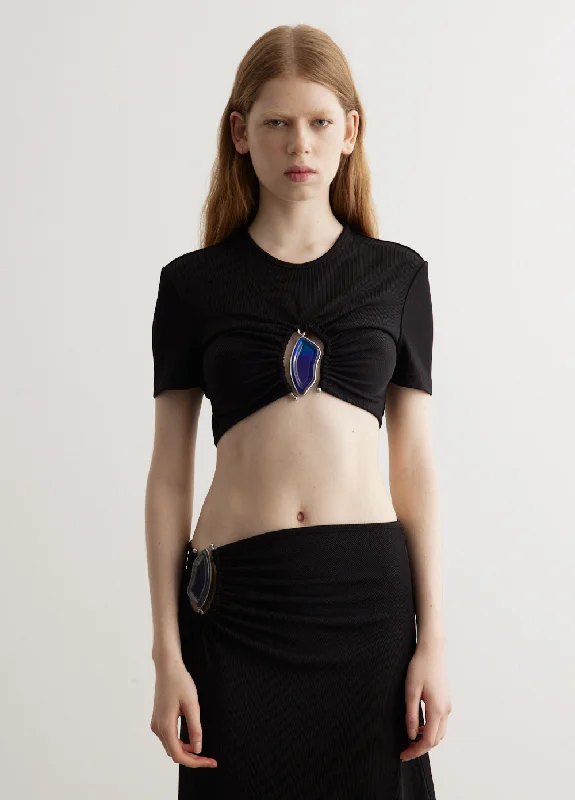 Moodstone Ruched Crop T-Shirt