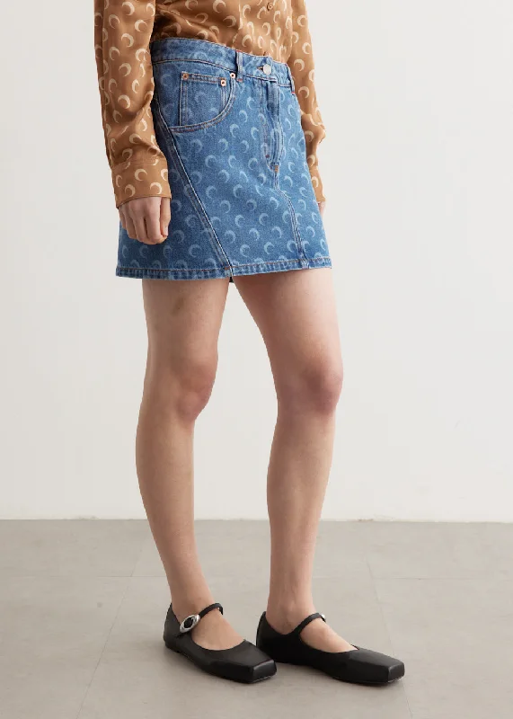 Moon Laser Denim Mini Skirt