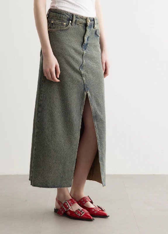 Overdyed Heavy Denim Maxi Skirt