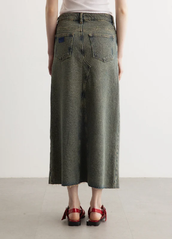 Overdyed Heavy Denim Maxi Skirt