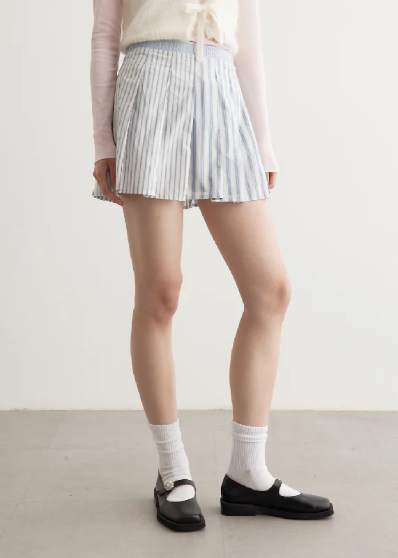 Stripe Pleated Mini Skirt