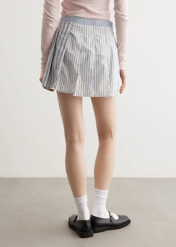 Stripe Pleated Mini Skirt