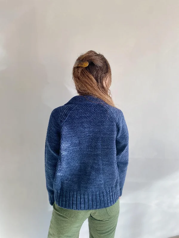 evan seed stitch pullover in navy merino