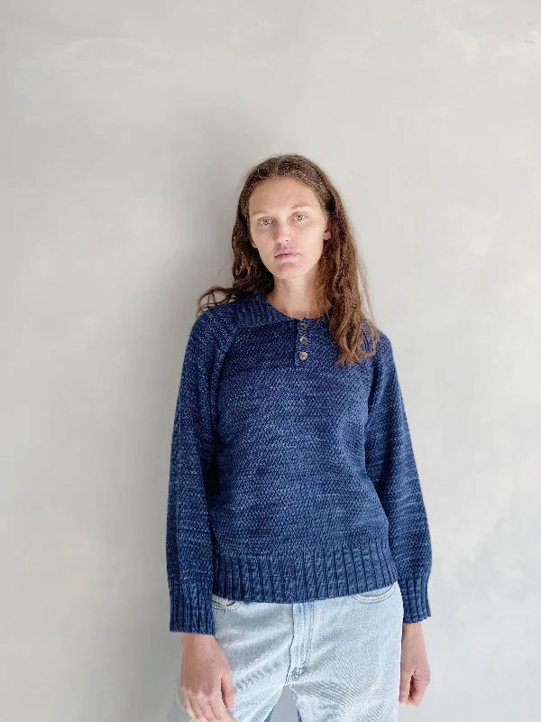 evan seed stitch pullover in navy merino