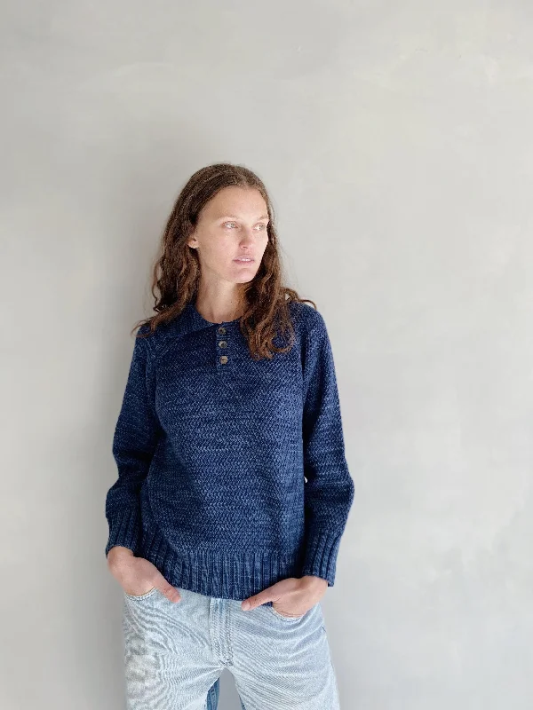 evan seed stitch pullover in navy merino