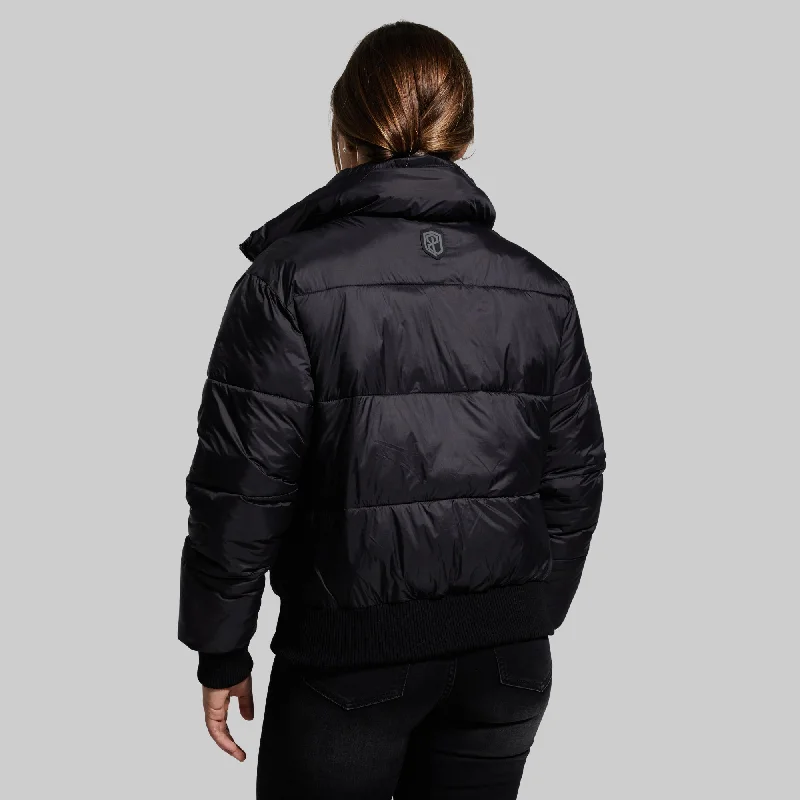 Warm Rush Cropped Puffer Jacket (Black)