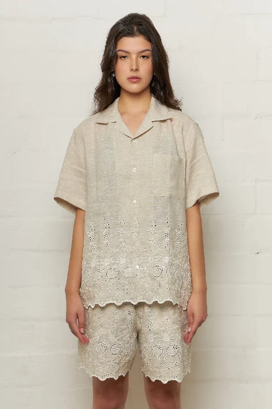 Ture Embroidered Shirt Linen White