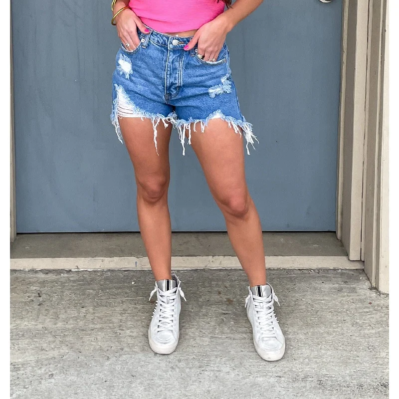 Kayla Medium Wash Denim Shorts