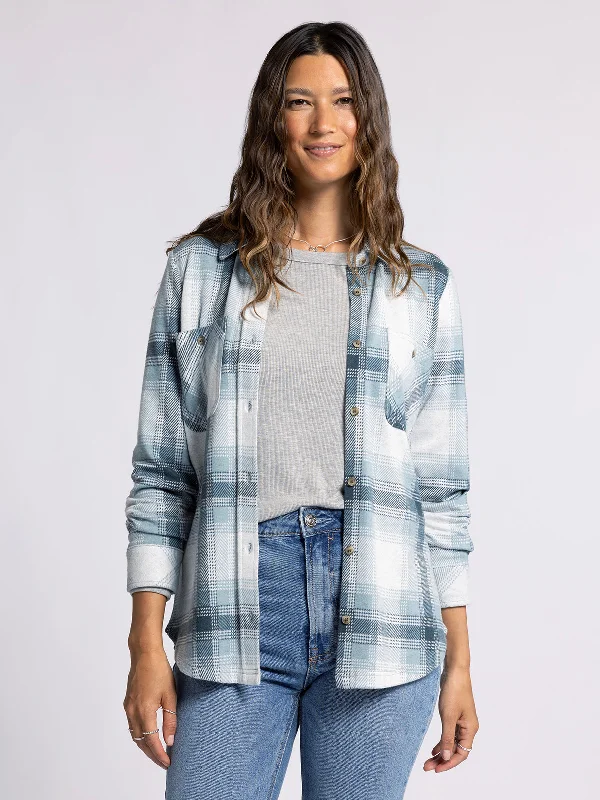 CREAM TEAL PLAID / S