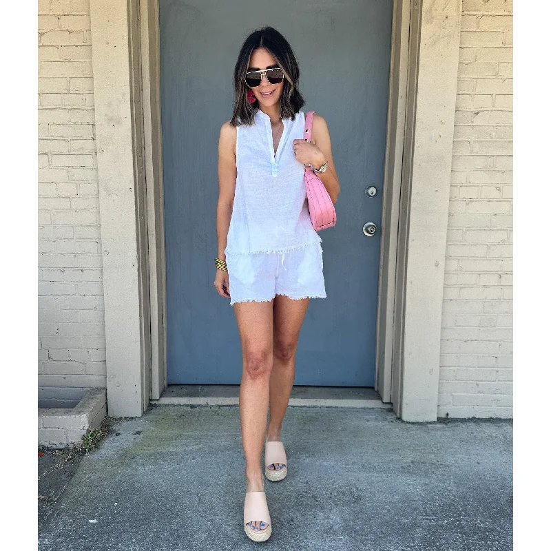 Mila White Fringe Shorts